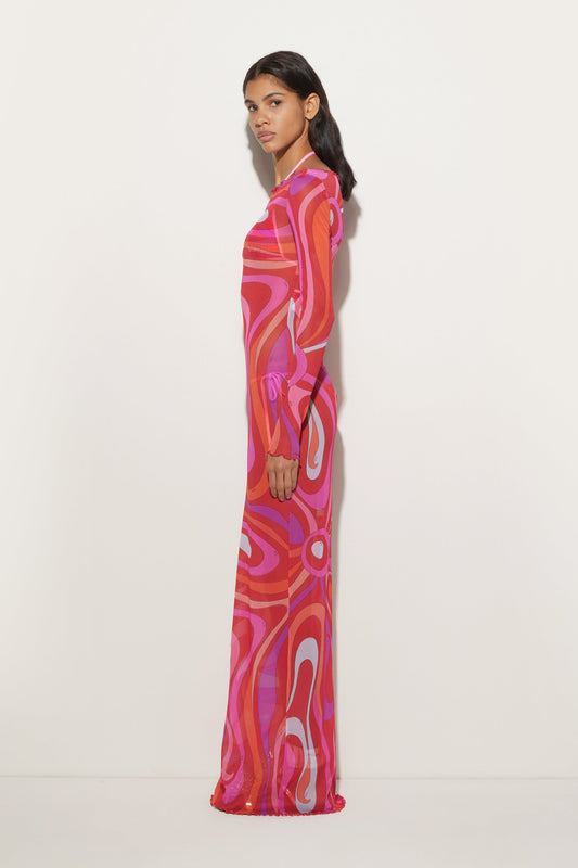 Chiffon Maxi Dress in Marm