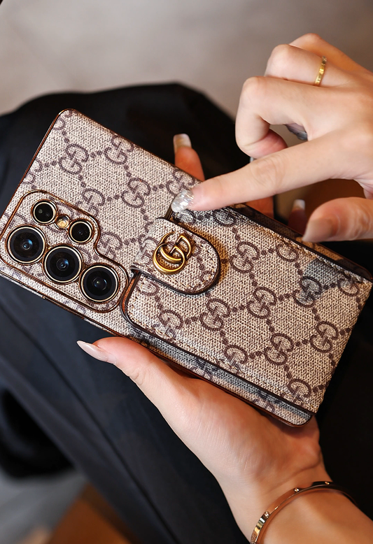 Premium Leather Samsung Phone Case with Wallet and Strap