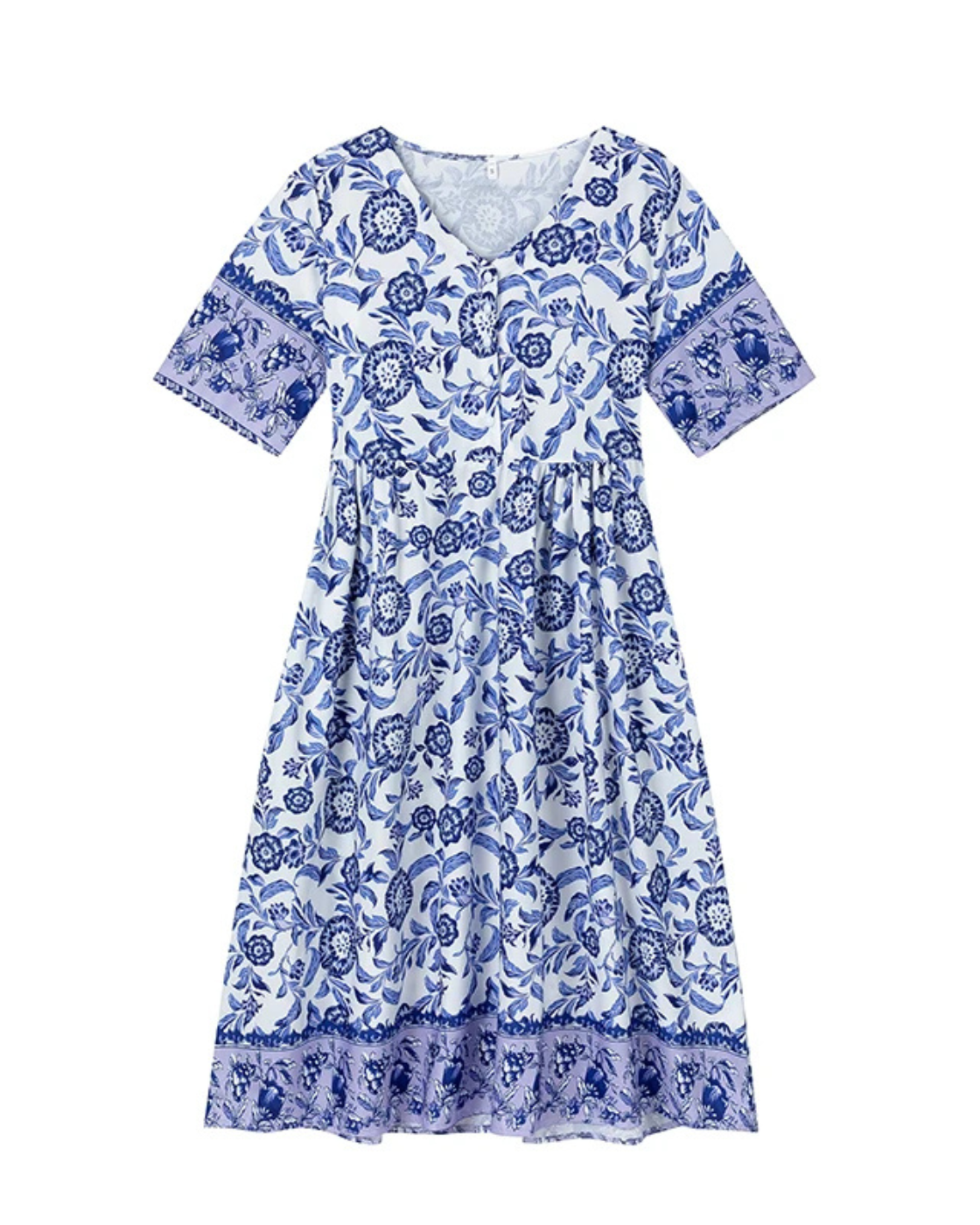 Quartzo Floral Dress | Long Sleeves (Premium V Line)
