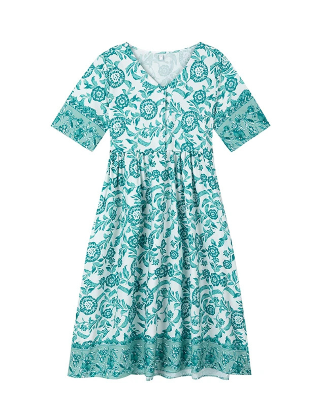 Quartzo Floral Dress | Long Sleeves (Premium V Line)