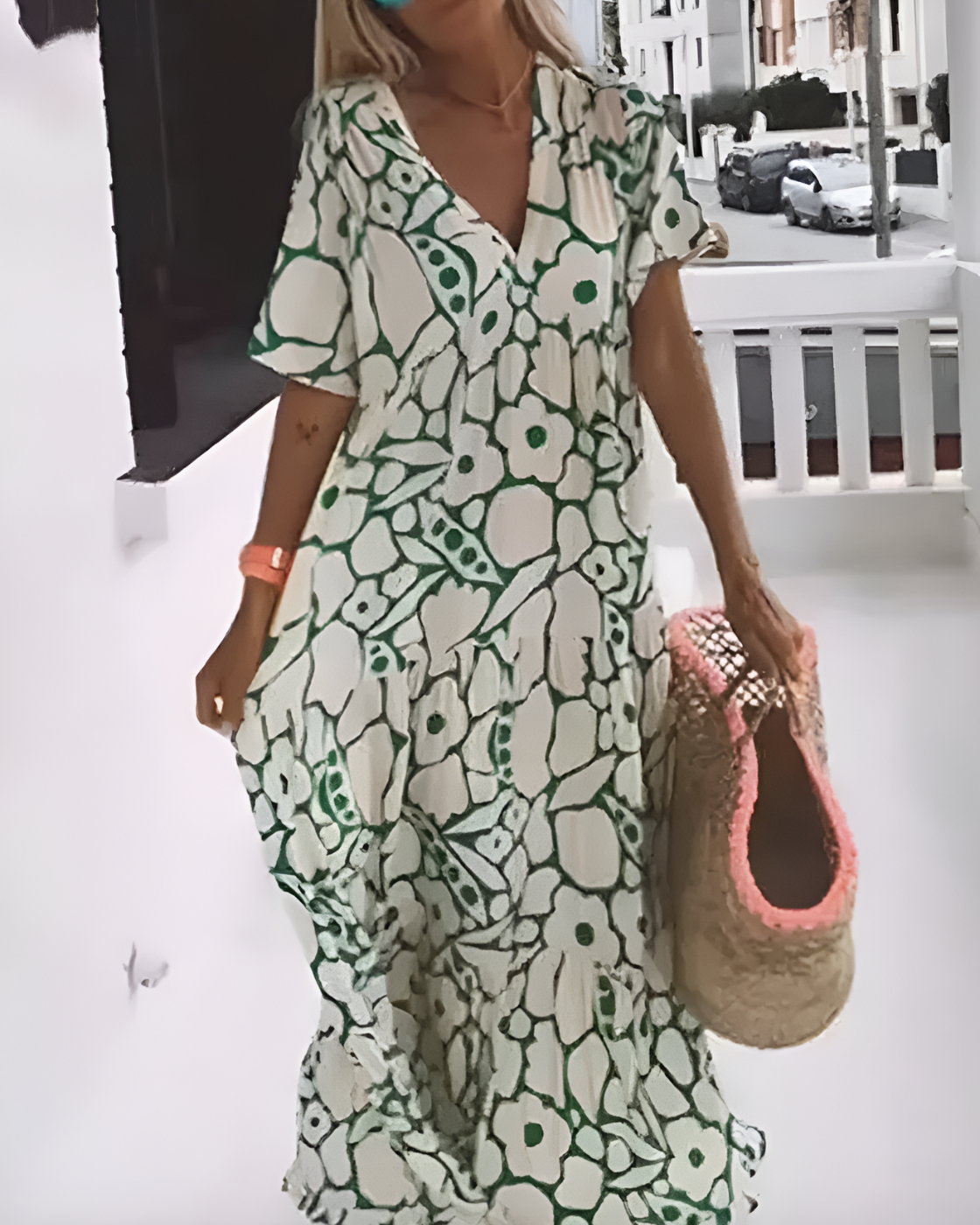 Agatha Printed Long Dress | V-neck (Summer 2025)