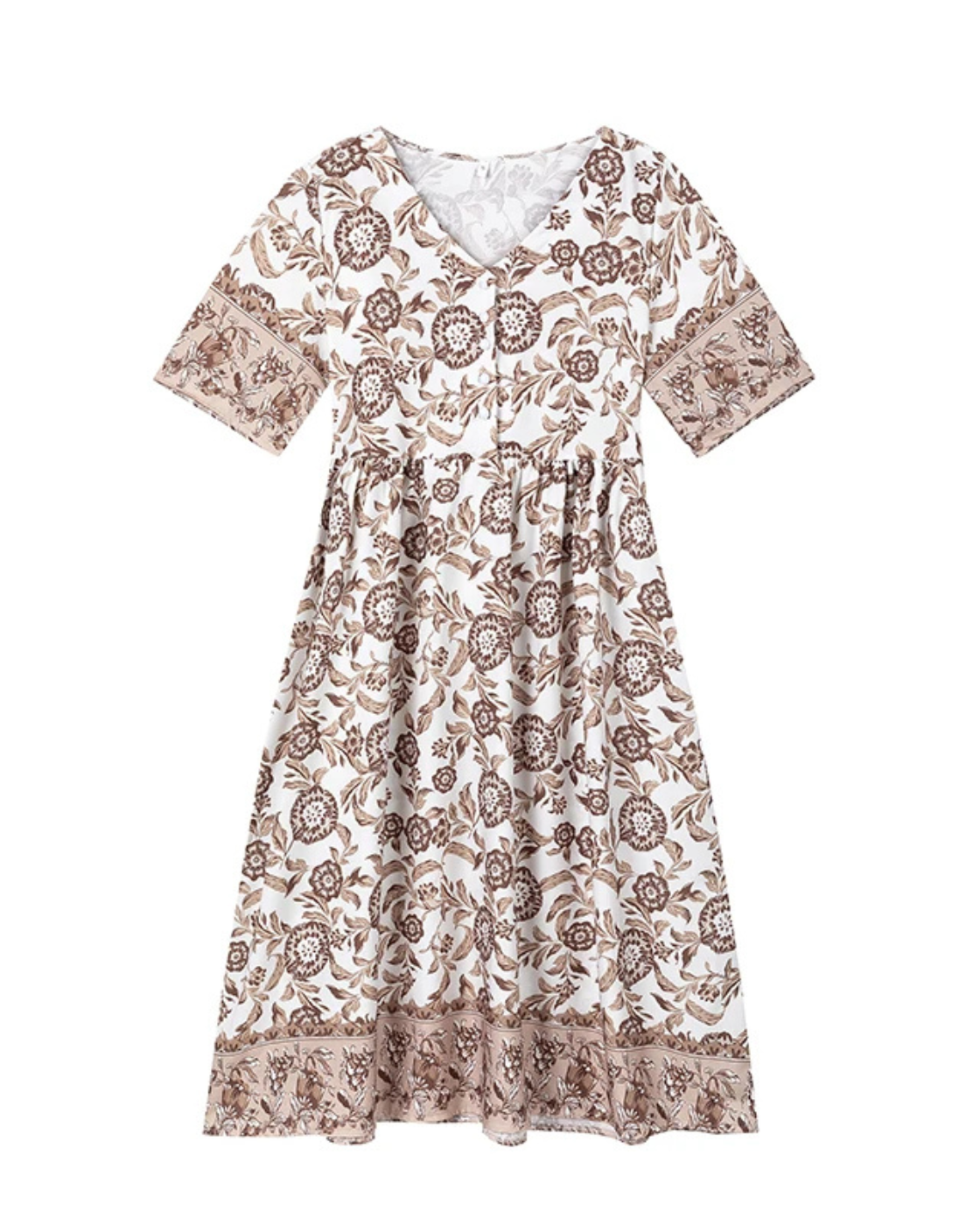 Quartzo Floral Dress | Long Sleeves (Premium V Line)