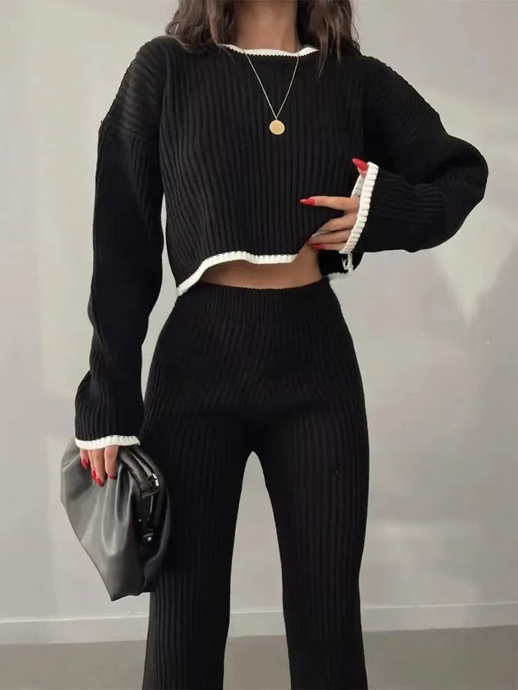 Cozy Chic 2-Piece Knitted Tracksuit for Autumn & Winter | Perfect from Day to Night