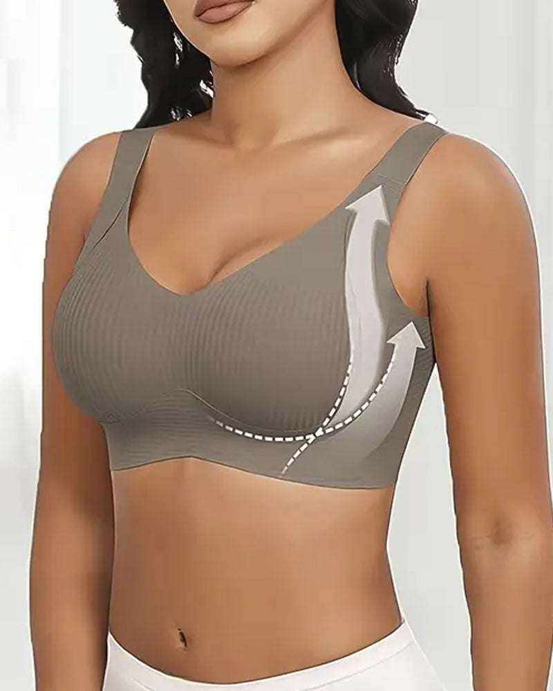 Adjustable Wireless Bra for Women - Solid Color with Four Rows