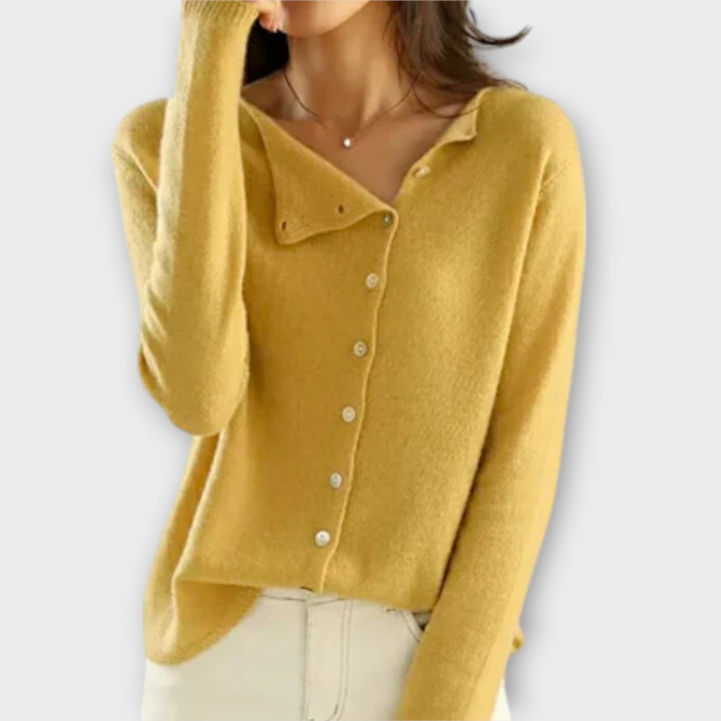 María Asymmetric Button Sweater