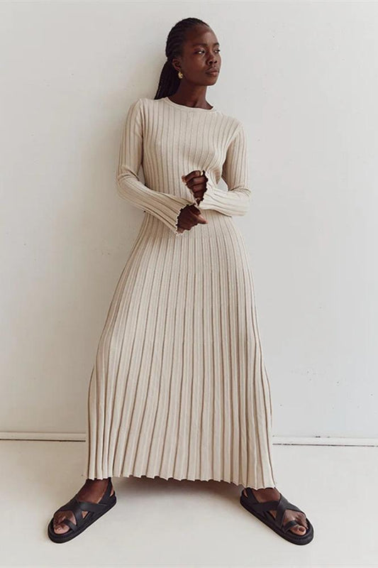 Antonia Ribbed Flare Maxi Knit Dress