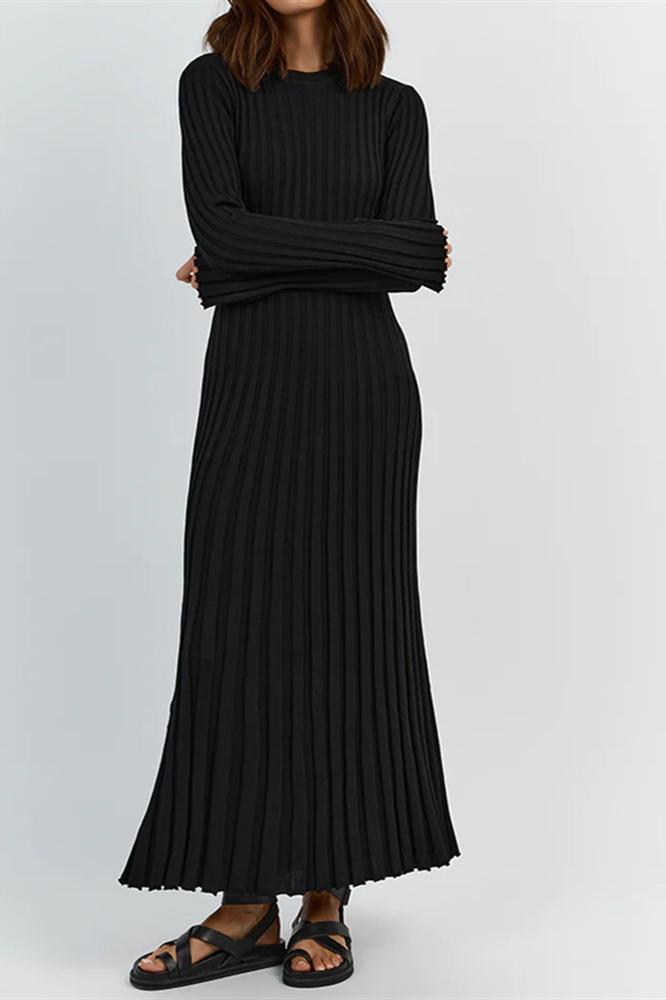 Antonia Ribbed Flare Maxi Knit Dress