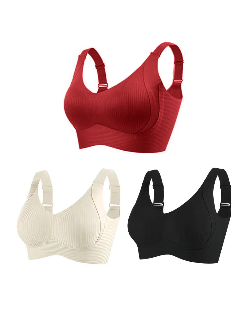 Adjustable Wireless Bra for Women - Solid Color with Four Rows