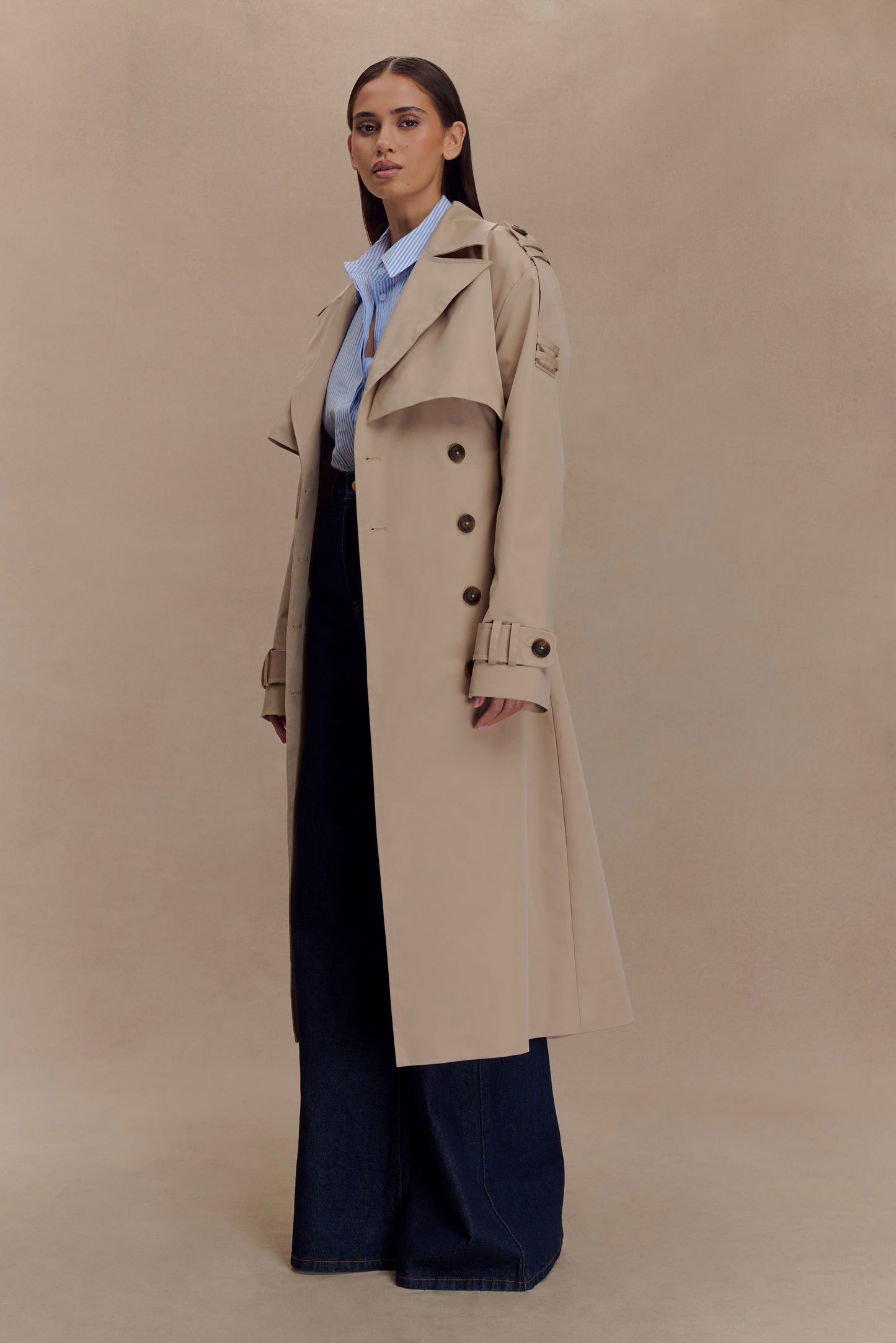 Camel Lois Twill Trench Coat