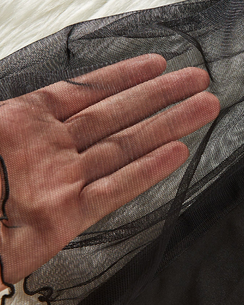 Alluring Lace Mesh Sheer Suspender Nightgown