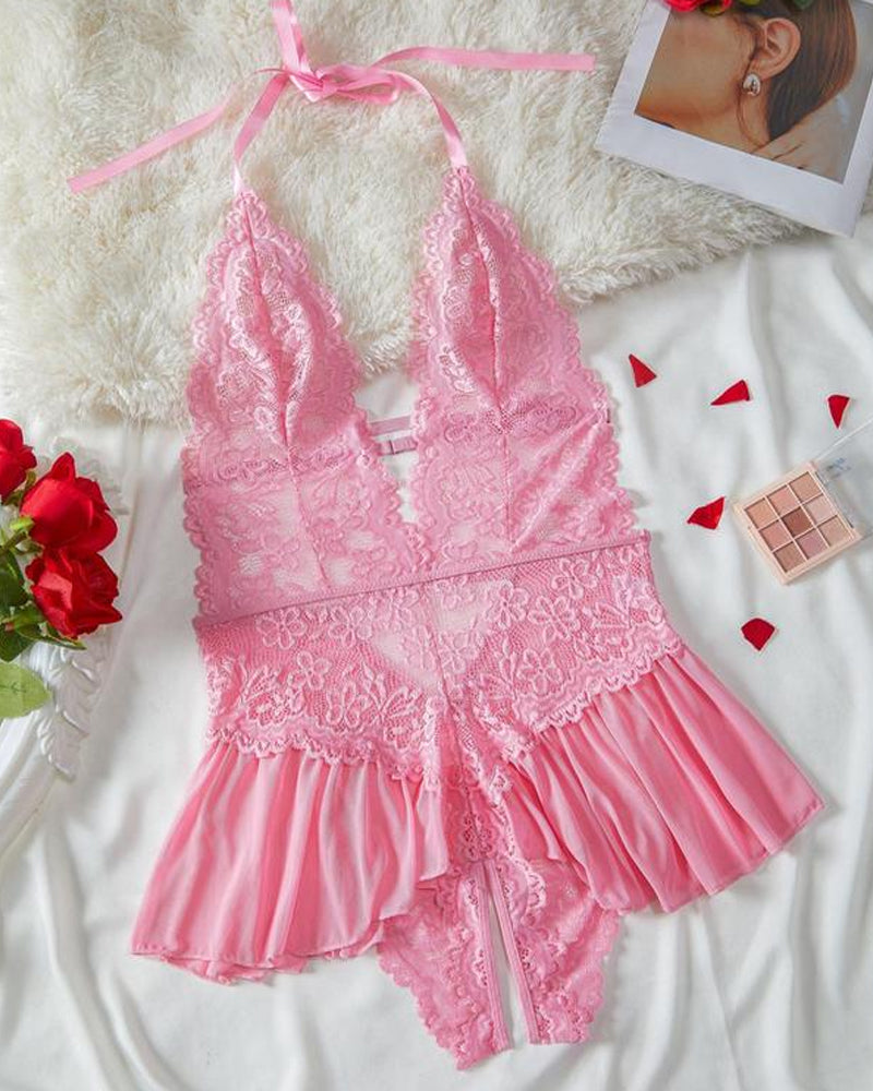 Women's Elegant Solid Lace Pajamas