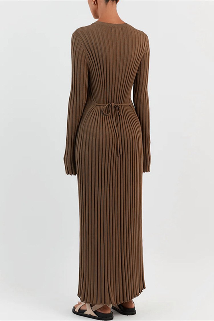 Antonia Ribbed Flare Maxi Knit Dress