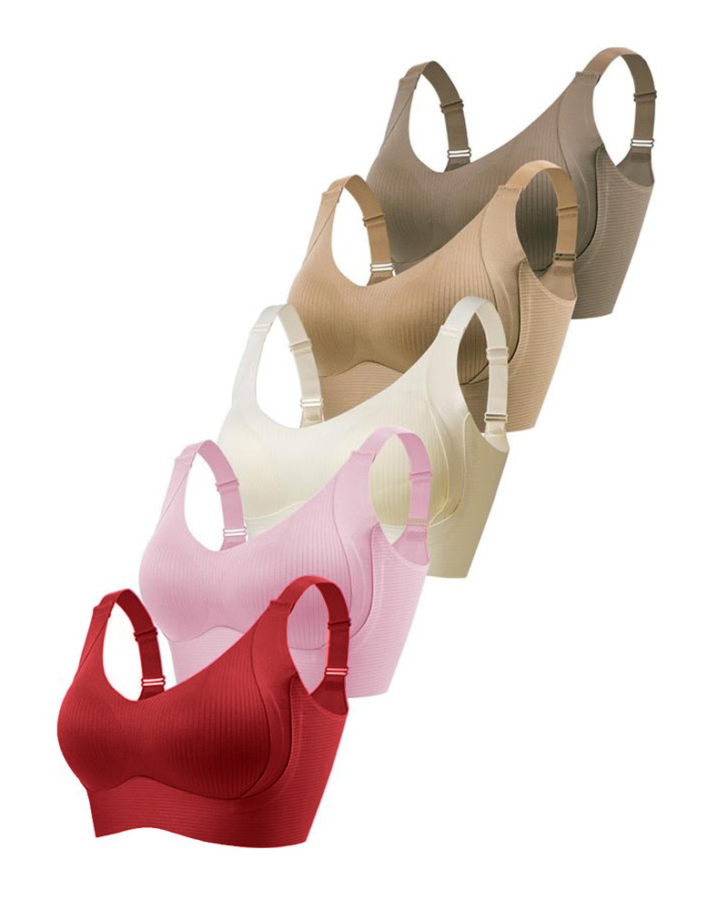 Adjustable Wireless Bra for Women - Solid Color with Four Rows