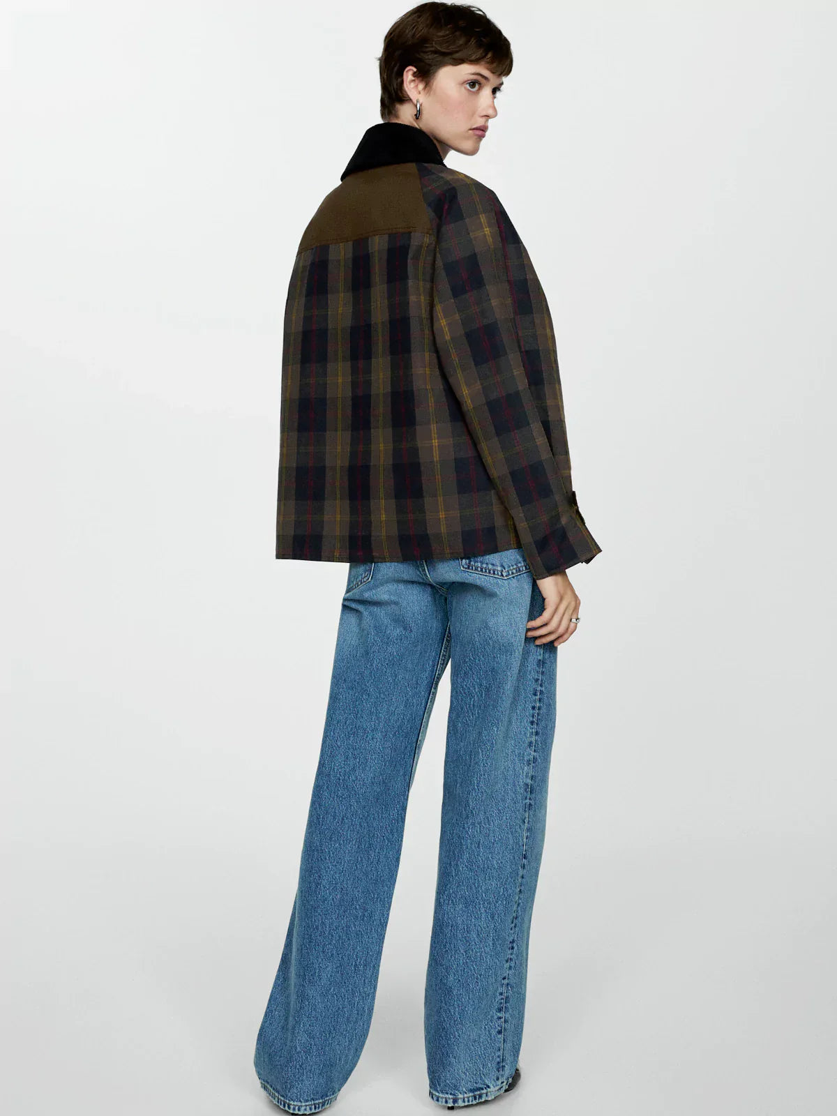 Women's Plaid Straight-Cut Jacket