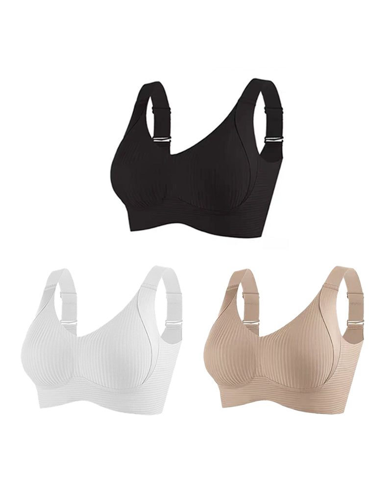 Adjustable Wireless Bra for Women - Solid Color with Four Rows