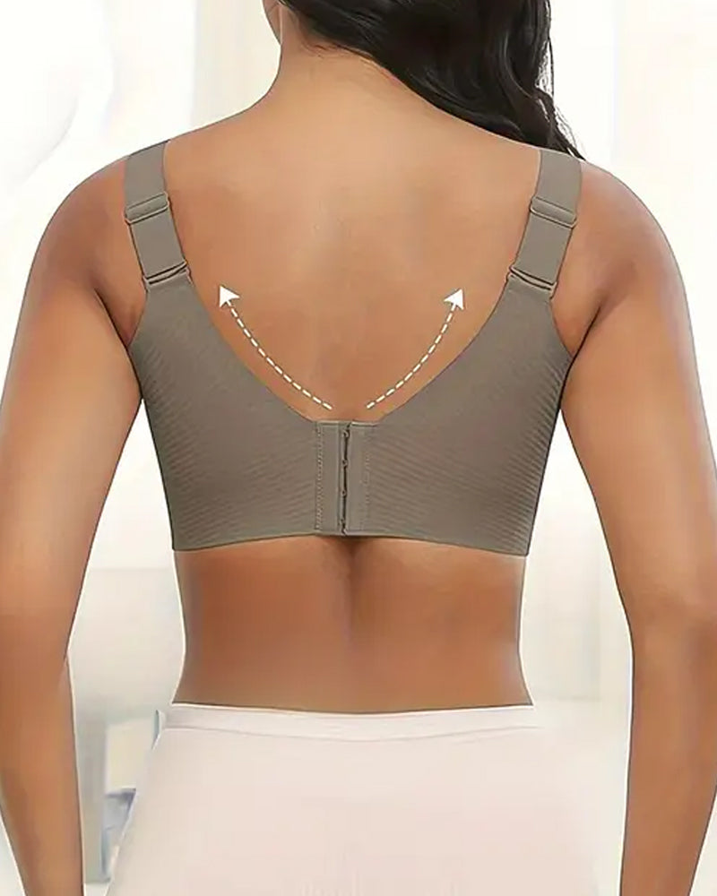 Adjustable Wireless Bra for Women - Solid Color with Four Rows