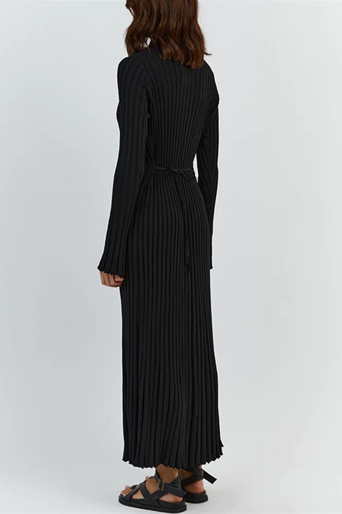 Antonia Ribbed Flare Maxi Knit Dress