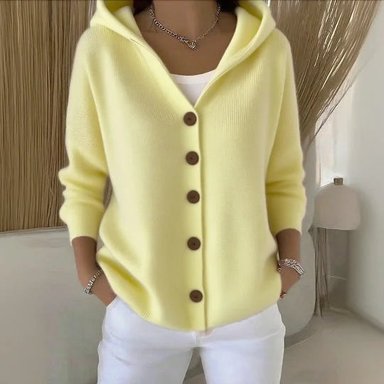 Nylah | Hooded Knit Cardigan with Button Details