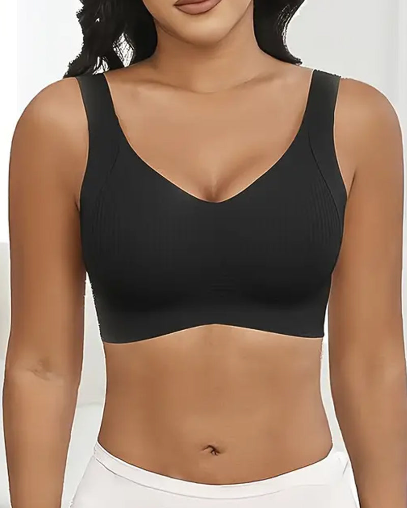 Adjustable Wireless Bra for Women - Solid Color with Four Rows