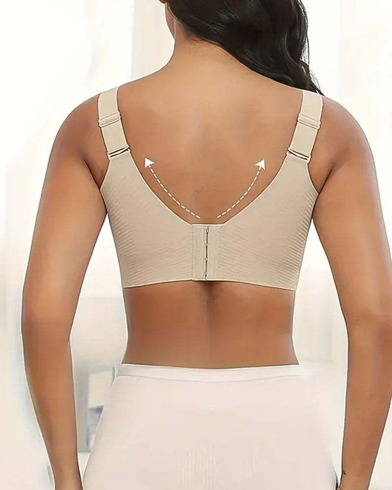 Adjustable Wireless Bra for Women - Solid Color with Four Rows