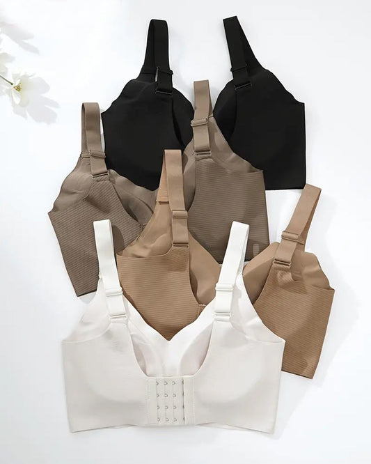 Adjustable Wireless Bra for Women - Solid Color with Four Rows