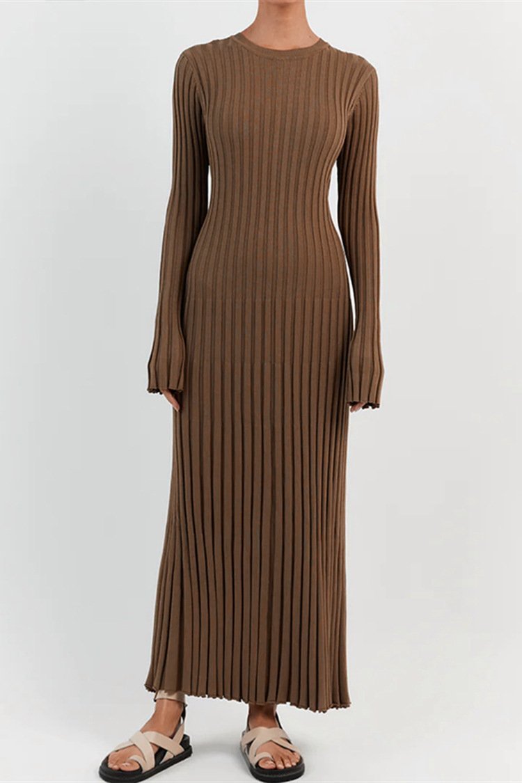 Antonia Ribbed Flare Maxi Knit Dress