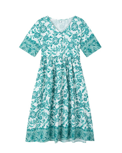 Quartzo Floral Dress | Long Sleeves (Premium V Line)