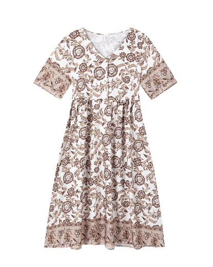 Quartzo Floral Dress | Long Sleeves (Premium V Line)