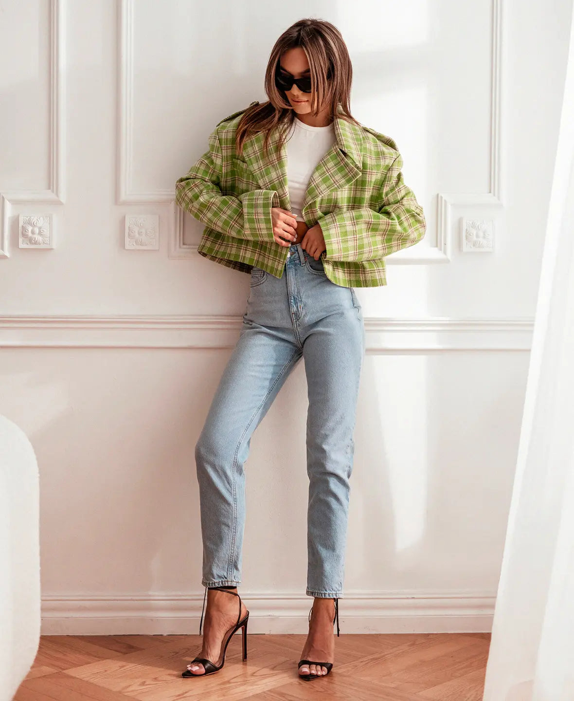 Cropped Plaid Jacket
