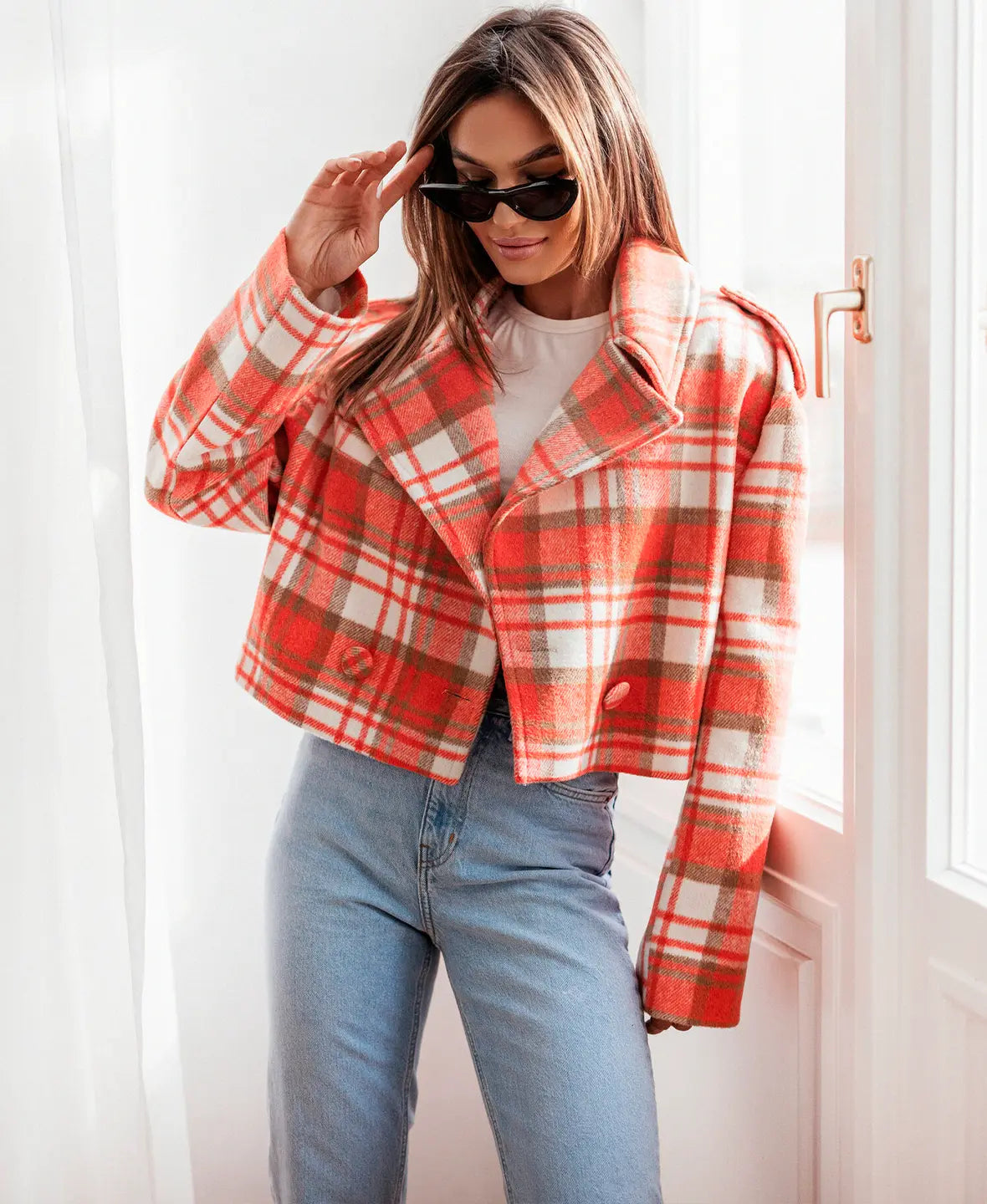 Cropped Plaid Jacket
