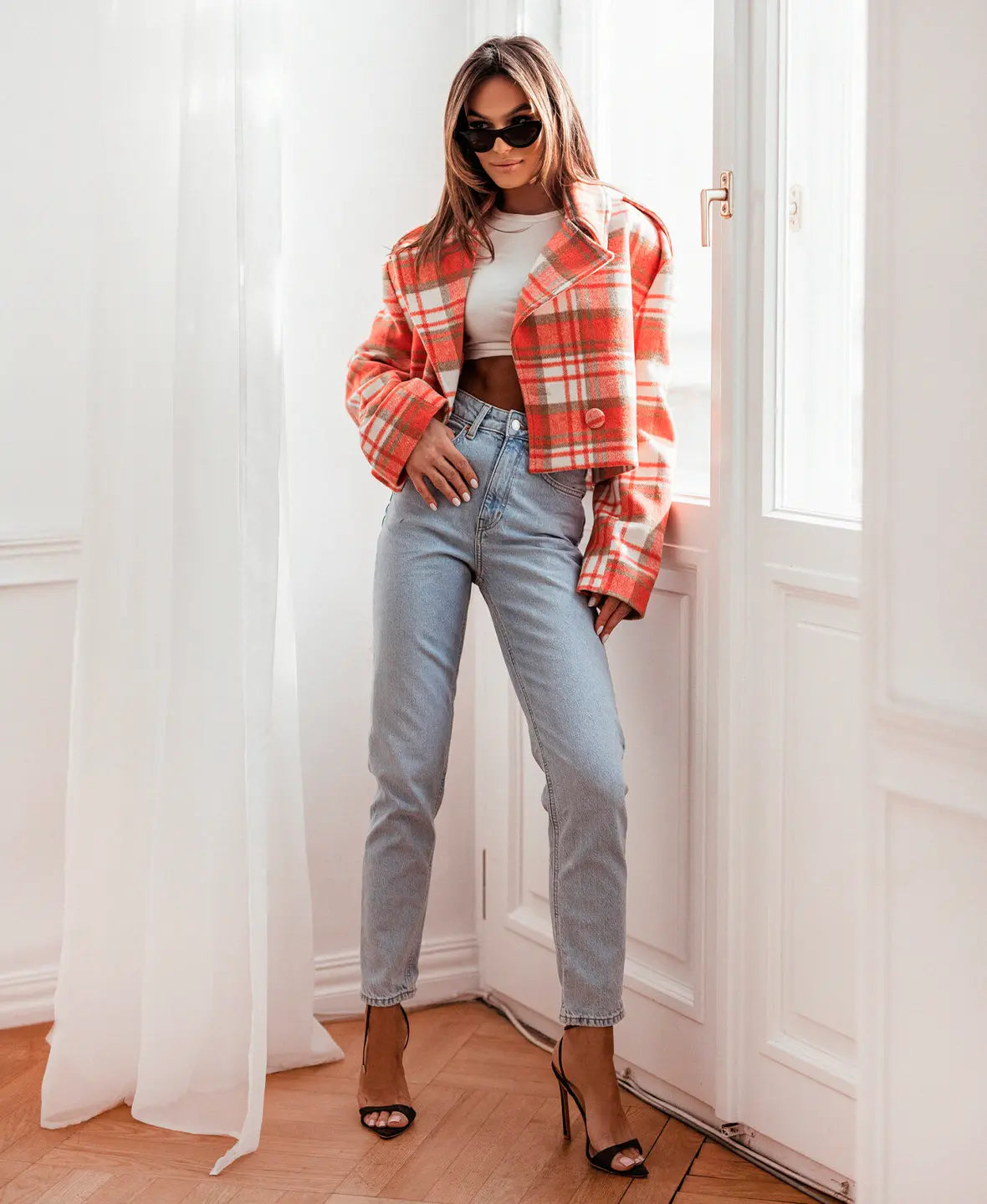 Cropped Plaid Jacket