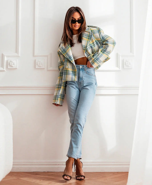 Cropped Plaid Jacket