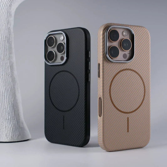 Textured Carbon Fiber iPhone Case Compatible with MagSafe Charging