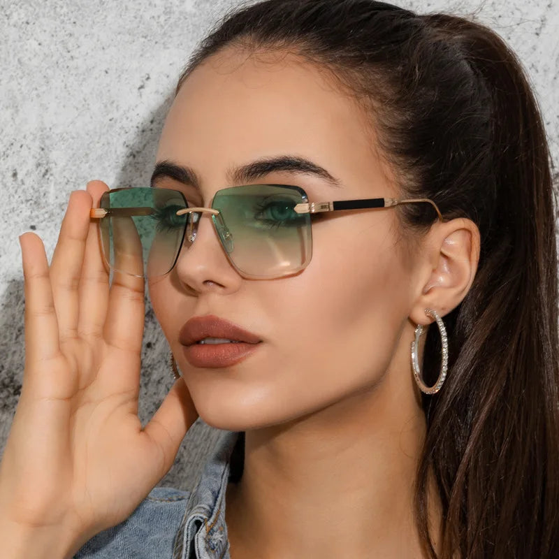 Aryvon Fashion Square Rimless Sunglasses for Women