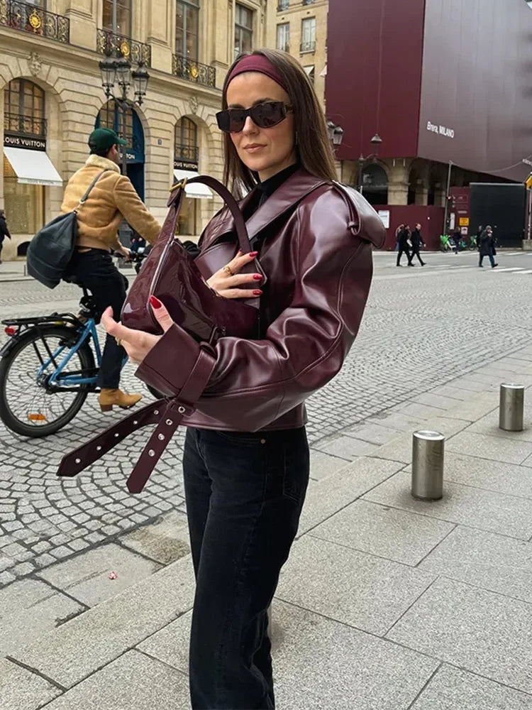 Burgundy Moto Jacket