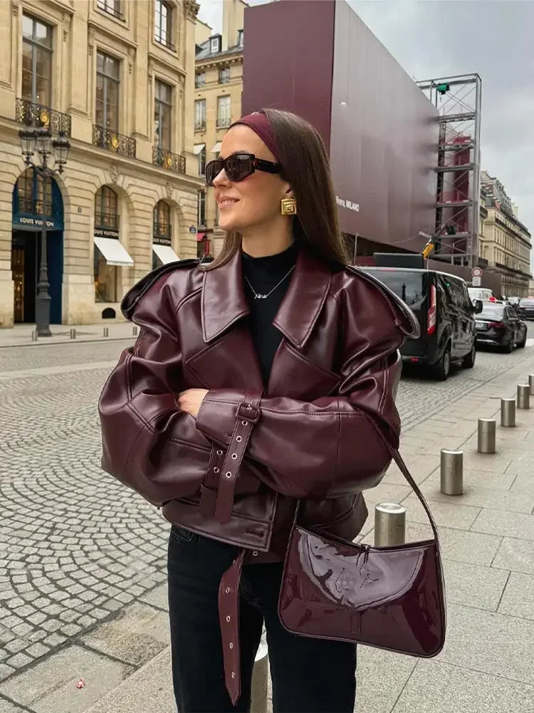 Burgundy Moto Jacket