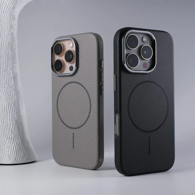Textured Carbon Fiber iPhone Case Compatible with MagSafe Charging