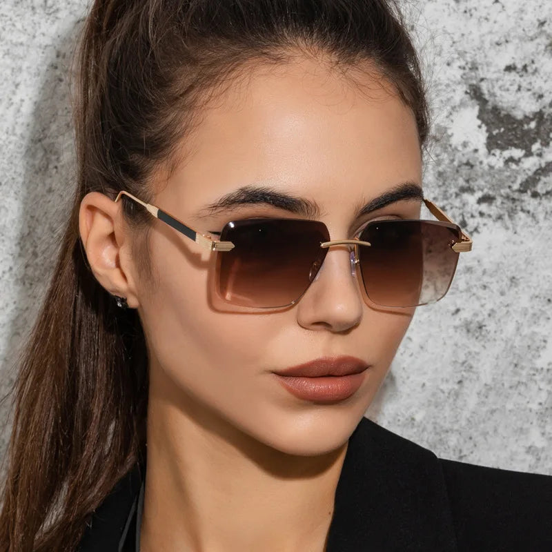 Aryvon Fashion Square Rimless Sunglasses for Women