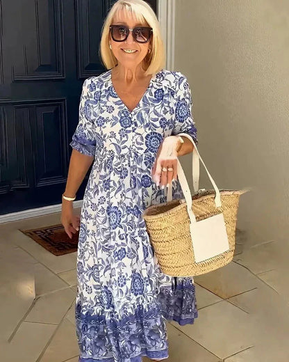 Quartzo Floral Dress | Long Sleeves (Premium V Line)