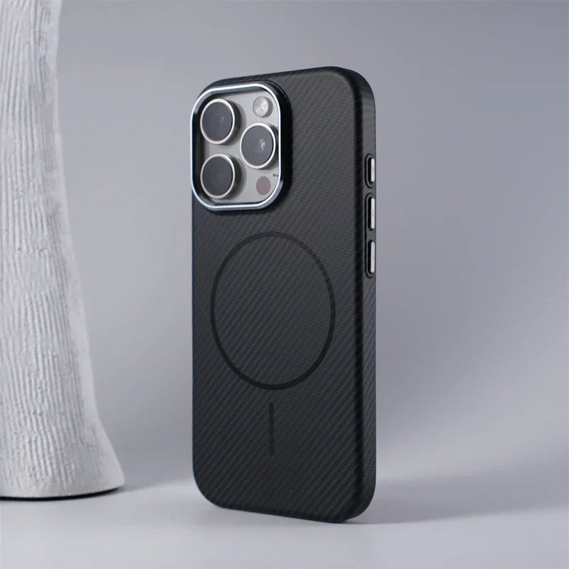 Textured Carbon Fiber iPhone Case Compatible with MagSafe Charging