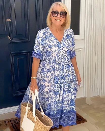 Quartzo Floral Dress | Long Sleeves (Premium V Line)