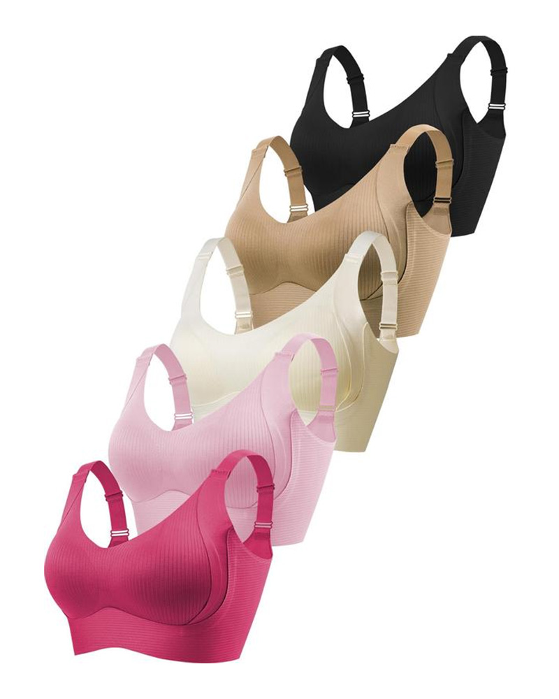 Adjustable Wireless Bra for Women - Solid Color with Four Rows