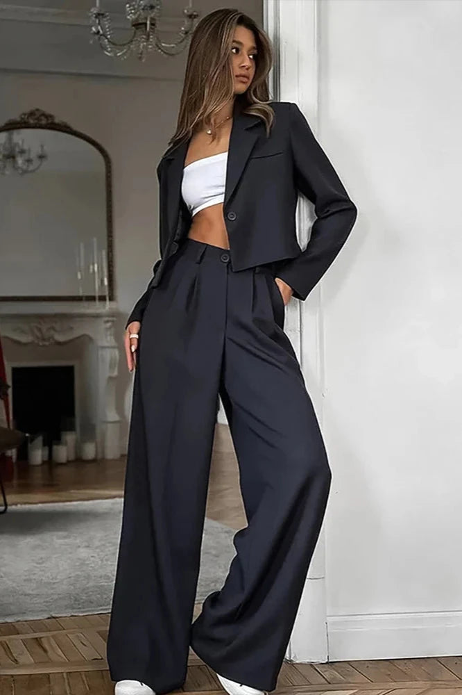 Fall-Winter Solid Office Pants Ensemble