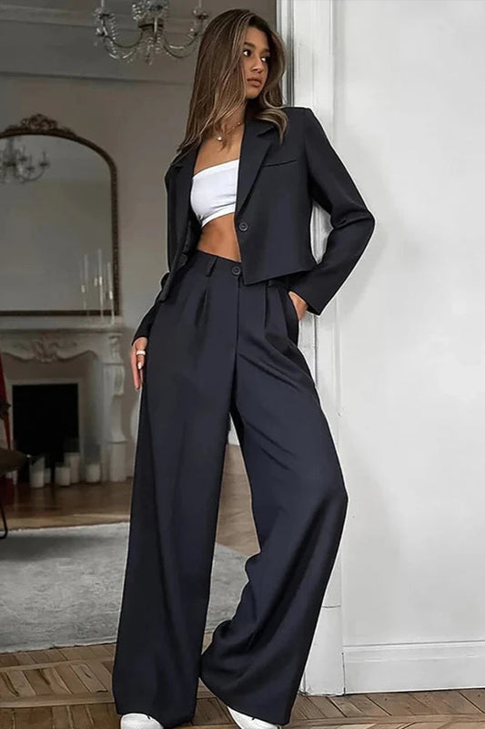 Fall-Winter Solid Office Pants Ensemble