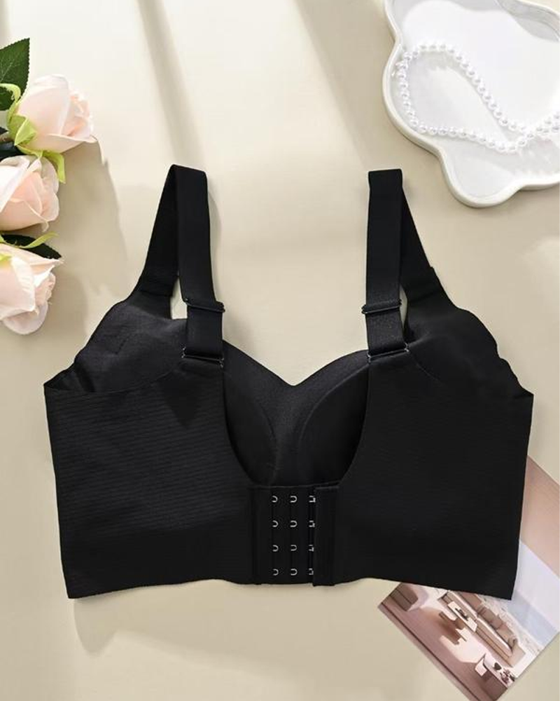Adjustable Wireless Bra for Women - Solid Color with Four Rows