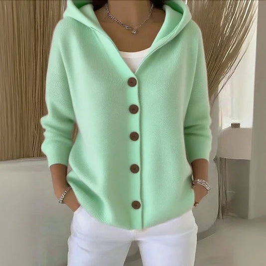 Nylah | Hooded Knit Cardigan with Button Details