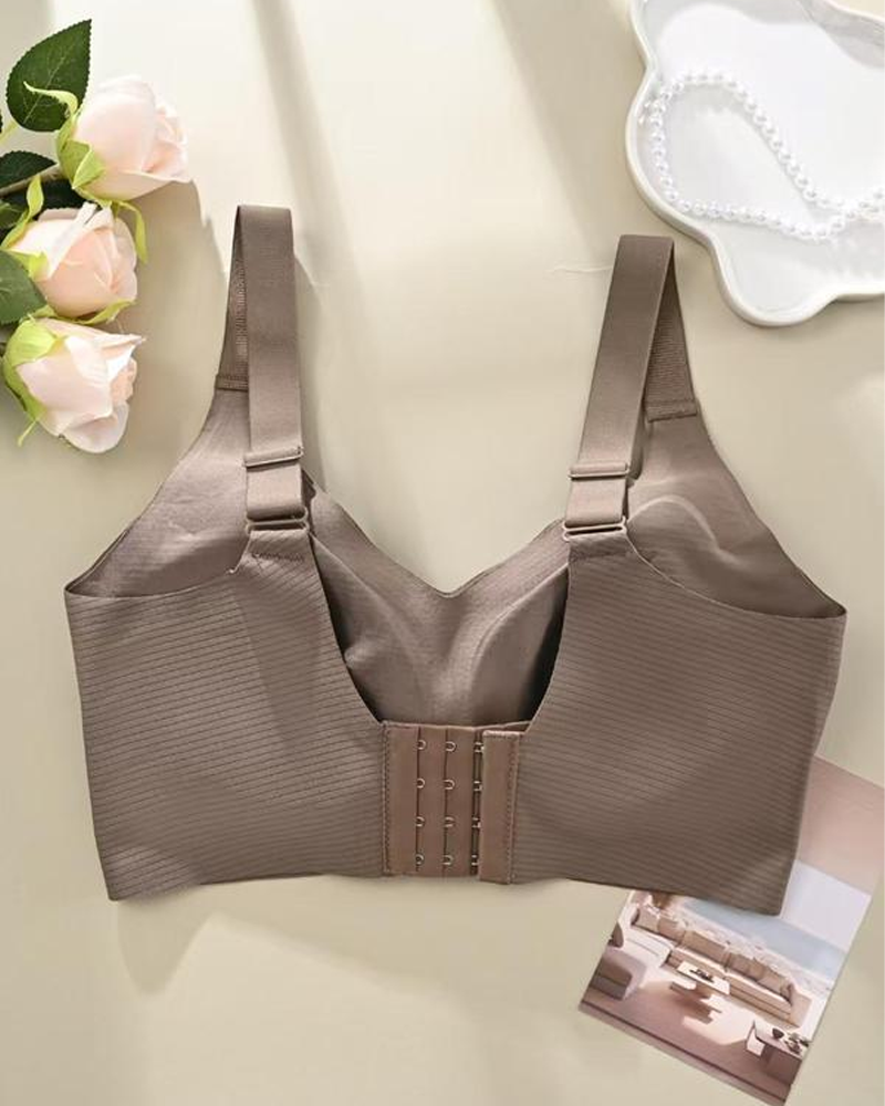Adjustable Wireless Bra for Women - Solid Color with Four Rows