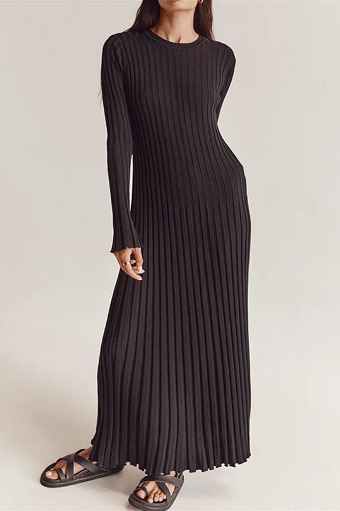 Antonia Ribbed Flare Maxi Knit Dress