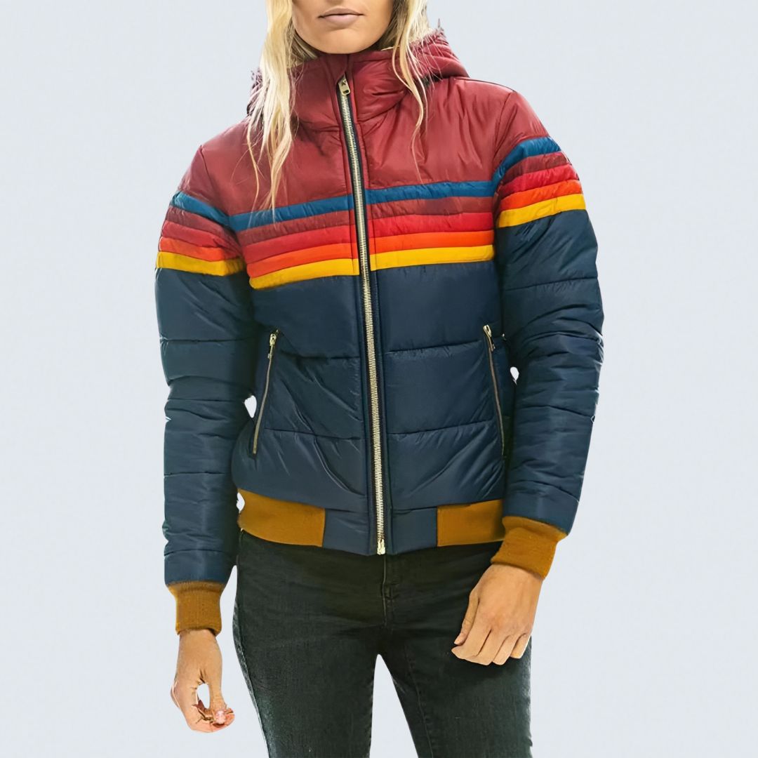 Katrina | Rainbow Striped Zip-Up Jacket