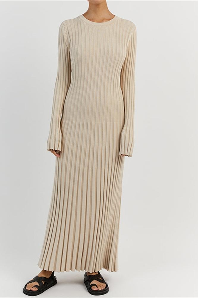 Antonia Ribbed Flare Maxi Knit Dress